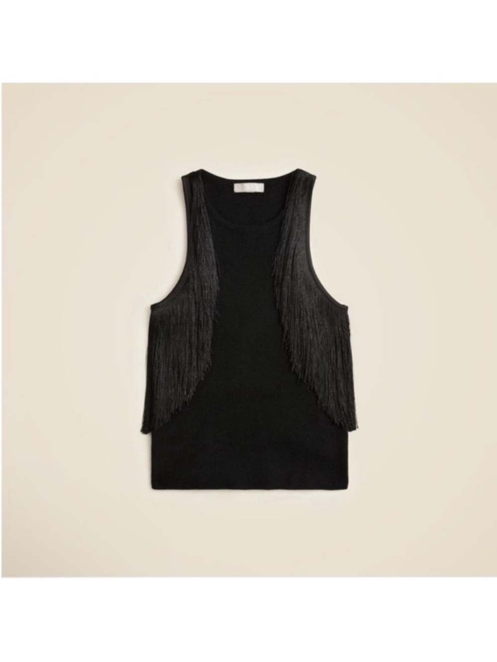 J.Crew Cashmere Fringe-Trim Sweater-tank in Black size XL